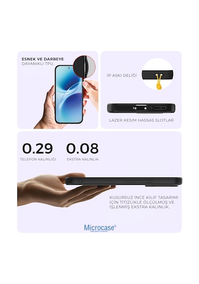 Microcase Vivo V70 5g Luna Serisi Köşe Korumalı Sert Rubber Kılıf - Al3422 Siyah