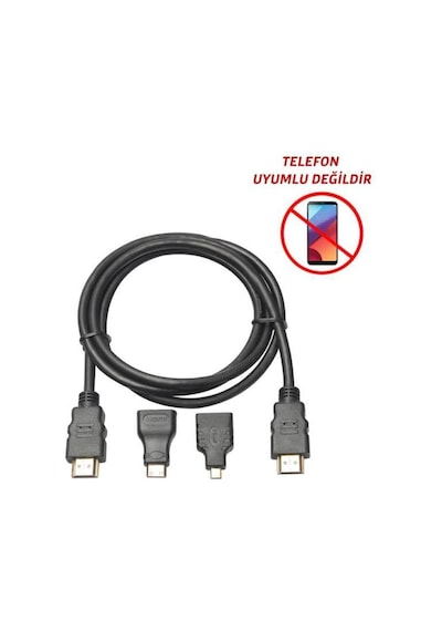 3 In 1 Hdmi Kablosu Micro - Mini Hdmi Çevirici Dönüştürücü Kablo
