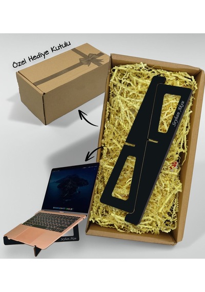 Bk Gift Hediye Kutulu Taşınabilir Siyah Ahşap Notebook Laptop Standı Bitmeyencom33519 Bk Gift