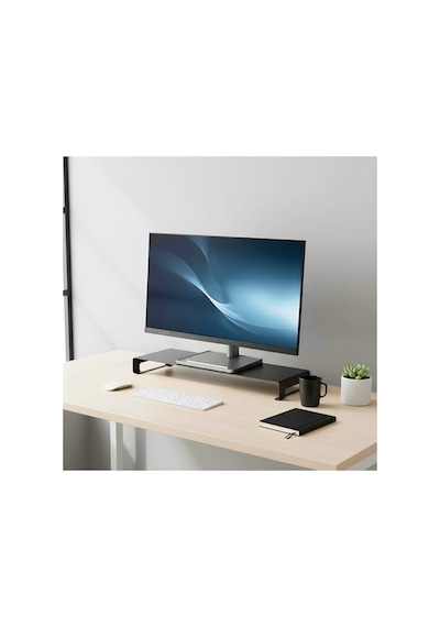 Siyah Renkli Masaüstü Monitör Yükseltici, Ergonomik Tasarım