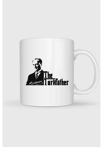 The Turkfather Mustafa Kemal Atatürk Baskılı Kupa Bardak Beyaz