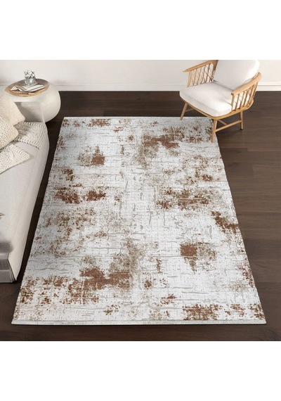 Bespoky Runner 5007a Soyut Salon Halısı Dijital Baskı Kaymaz Kahverengi