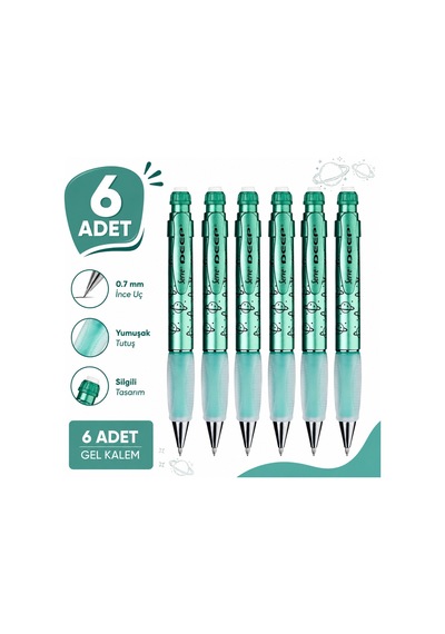 Versatil Kalem Deep 0.7 Mm Met Yesil Gezegen 6'lı Paket Yeşil