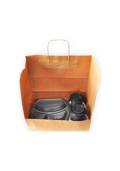 Burgu Saplı Kraft Kağıt Çanta 31X20X33 Cm - 25 Adet