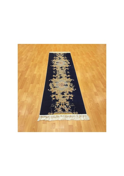 Klasik İran Tarzı 80 X 250 Cm İpek Yolluk Mavi