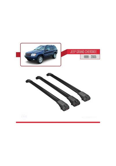 Jeep Grand Cherokee 1999-2005 Arası İle Uyumlu Ace-1 Ara Atkı Tavan Barı Siyah 3 Adet Bar