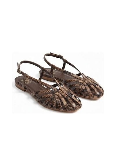 Ne&ve Shoes Kahve Yılan Biye Kadın Günlük Sandalet