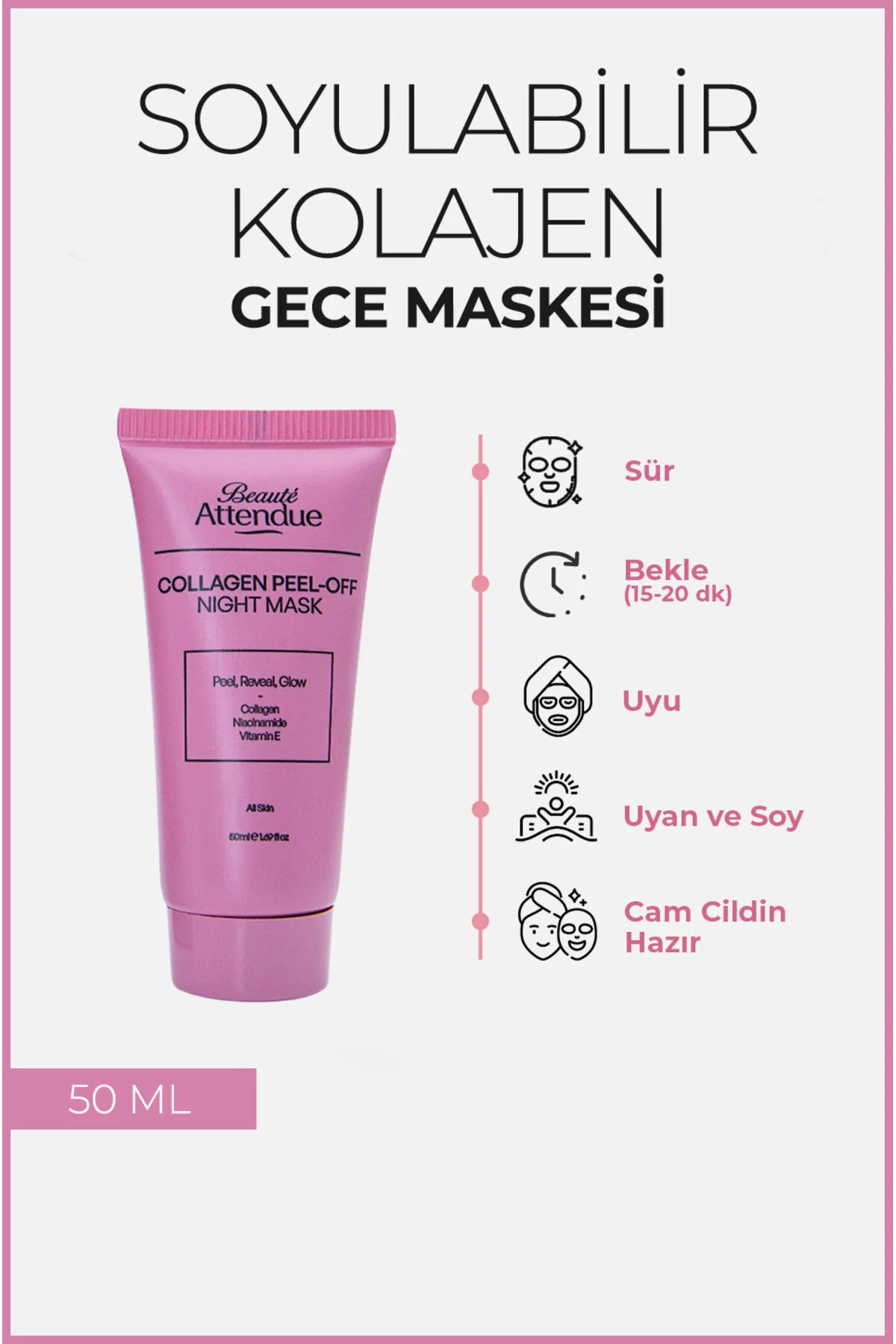 Beaute Attendue Soyulabilir Kolajen Gece Maskesi
