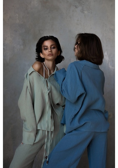 Mai Collection Mai Studios Co. Bali Boncuklu İndigo Müslin Takım İndigo Mai Collection Mai Studios Co. Bali Boncuklu İndigo Müslin Takım İndigo