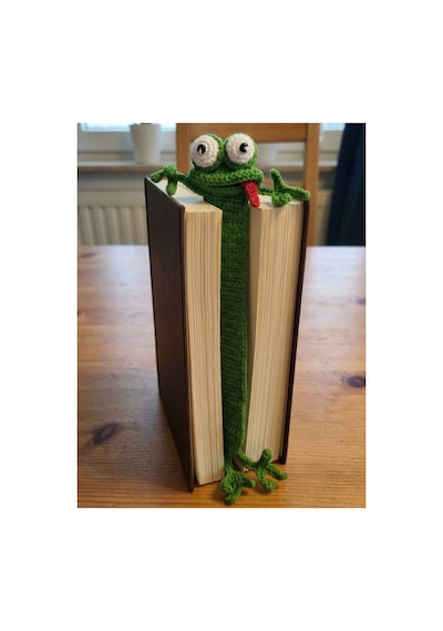 Amigurumi El Yapımı Kurbağa Kitap Ayracı Yüksek Kaliteli Malzeme, Detaylı İnce İşçilik
