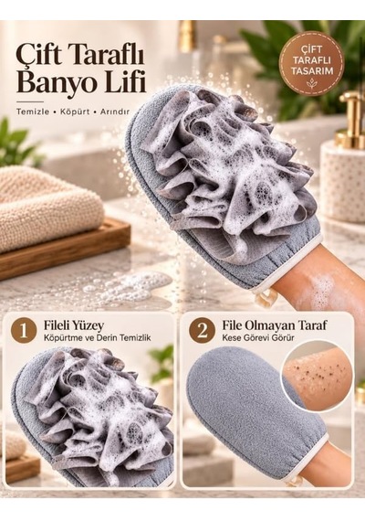 Duş Fileli Çift Taraflı Banyo Kesesi Hamam Kesesi Ölü Deri Çıkarıcı Kese Tüm Vücut Kesesi Diğer