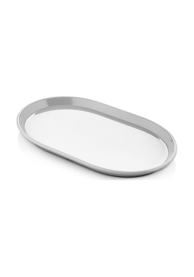 6 Adet 14x24 Cm Melamin Derin Oval Kahvaltılık Mezelik Makinede Yıkanabilir Siyah Servis Tabağı Beyaz