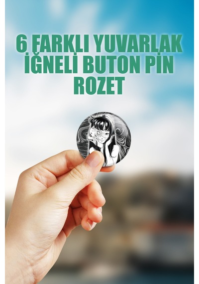 Junji İto Tomie Anime Manga Çanta Süsü İğneli Buton Rozet Seti 6 Adet Altılı