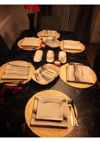 Setabianca Mermer Görünümlü 4lü Servis Tabağı 24 Cm Çok Renkli