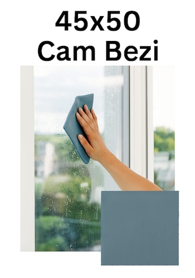 Nobera 45x50 Cam Bezi %100 Mikrofiber, Toz & Tüy Bırakmaz, Mop Uyumlu Bez 1 Adet Açık Gri