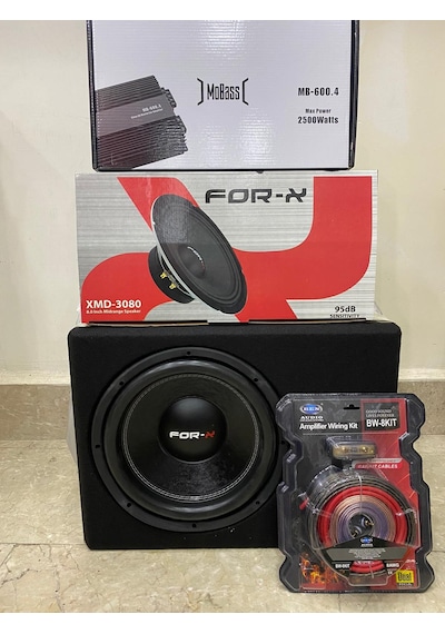 Forx Paket Set 30cm Bass 20cm Midrange Mobass 4kanallı Anfi 2400w