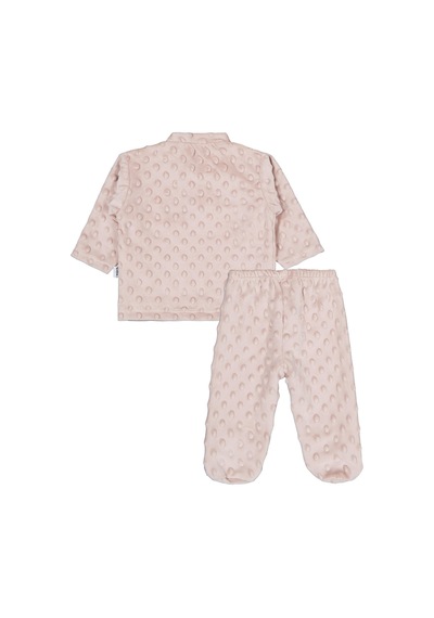 Albimini Kız Ayı Tavşan Nakış Patikli 2li Pijama Takım 1-6 Ay - Kahve