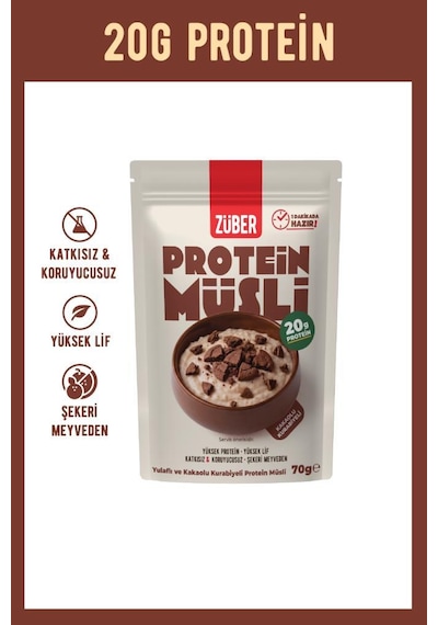 Yulaflı Protein Müsli Deneme Paketi Muzlu,çilekli,sade Kurabiyeli,kakaolu Kurabiyeli 70g X 5 Adet
