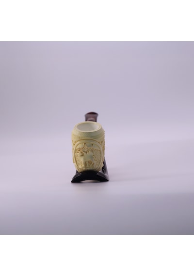 El Oyması Lületaşı Deve Figürlü Geleneksel Motifli Pipo Hediyelik %100 Blok Meerschaum Tasarım