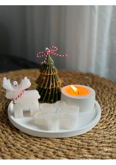 Kübra Design Candles Yılbaşı Özel Çam Ağaçlı Mum Seti