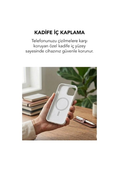 Apple İphone 15 Pro Max Uyumlu Magsafe Lansman Silikon Kılıf Beyaz
