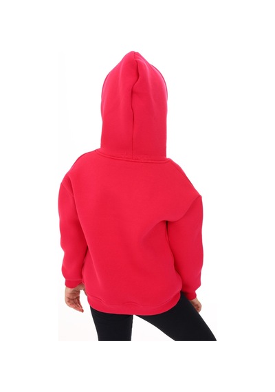 Toontoy Kız Çocuk Kapüşonlu Natural Nakışlı Sweatshirt Koyu Fuşya