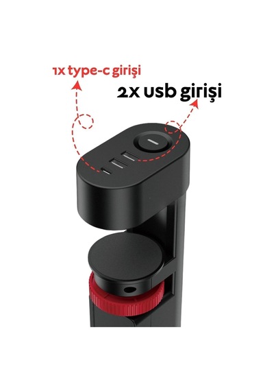 Akım Korumalı Çoklu Priz, 2 Adet Usb, 1 Adet Type-c Girişi, Hızlı Şarj Desteği, 2m Kablo Uzunluğu, Masa Kenarı 0