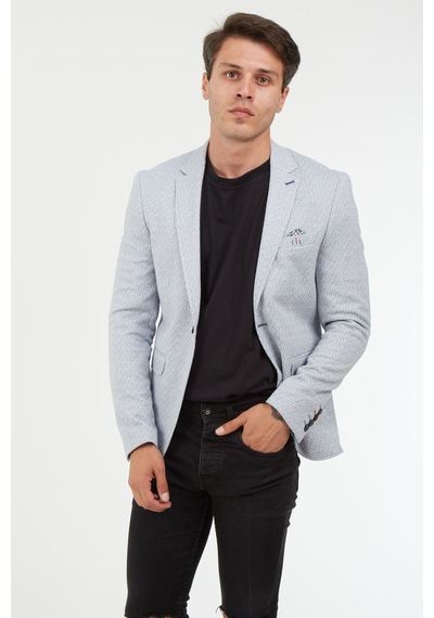 Sposo 5127 Dar Kalıp Yarım Astarlı Gri Erkek Blazer Ceket Gri