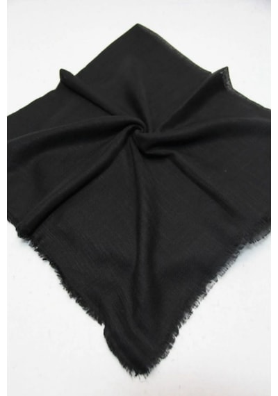Melodi Scarf Kadın Tesettür Flamlı Eşarp Düz Flamlı Tülbent Siyah Siyah