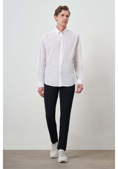 Morven Erkek Beyaz Pamuk Trend Dynamic Fit Düğmeli Yaka Gömlek 25ms004027600 Beyaz Beyaz