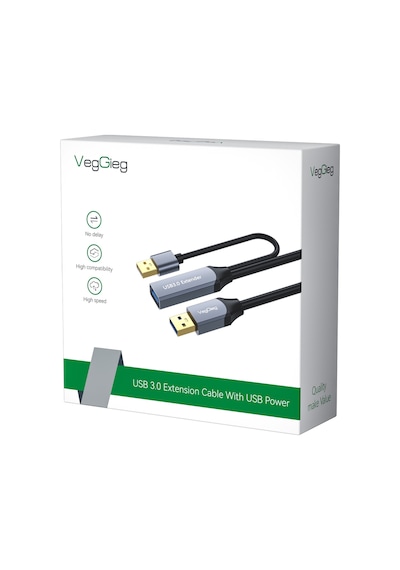 Veggieg Usb 3.0 Uzatma Kablosu Sinyal Güçlendirici Extender Destekli Usb-a Uzatıcı Kablo 20 Metre