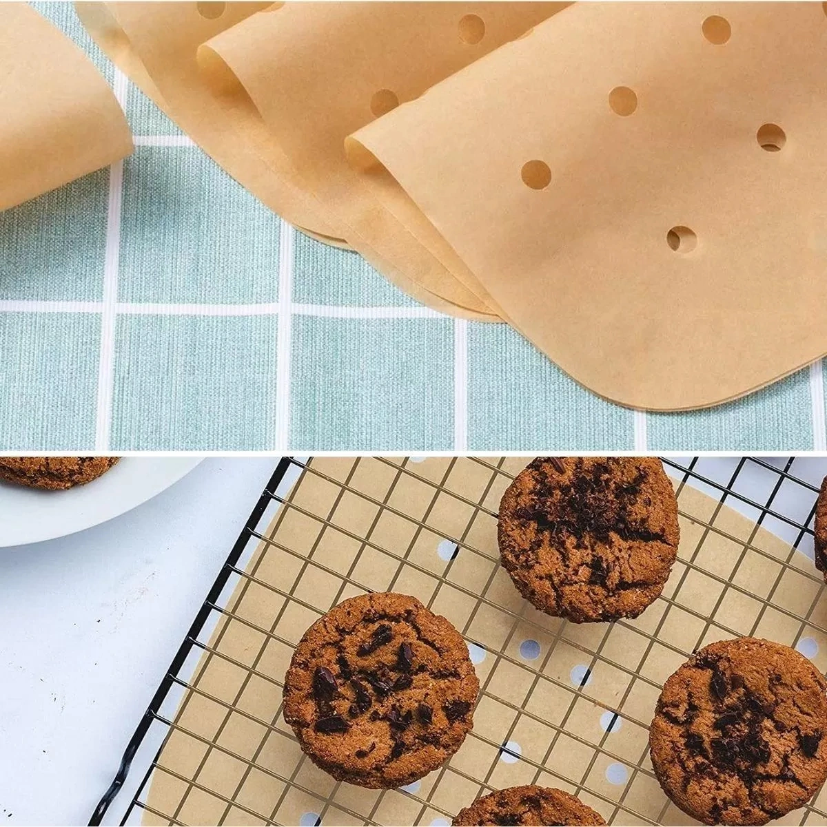 250 Adet Air Fryer Pişirme Kağıdı Tek Kullanımlık Hava Fritöz Yağ Geçirmez Yapışmaz Gıda Pişirme Kağ