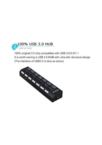 7 Port USB 3.0 Çoklayıcı HUB Çoğaltıcı Switch Splitter