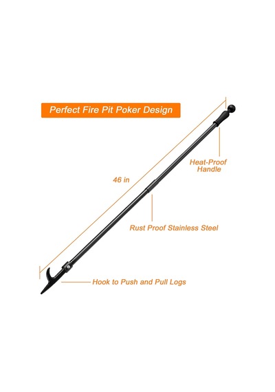 Ateş Çekirdeği İçin Ateş Poker 116 Cm Ekstra Uzun Taşınabilir Kamp Ateşi Poker Şömine, Kamp, Odun Sobası, Dı