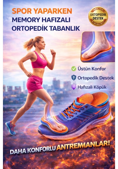 Memory Hafızalı Ortopedik Tabanlık Spor Tabanlık Konfor Yürüyüş Mt7038