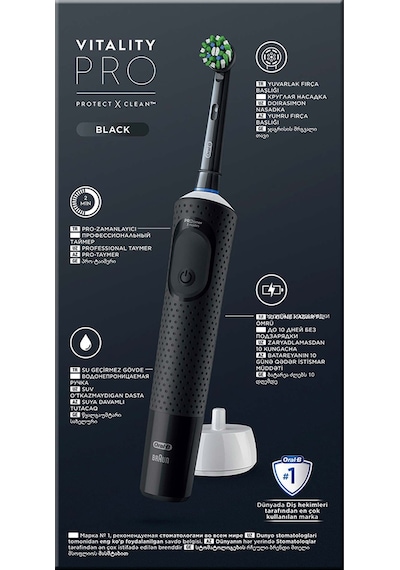 Oral-B Vitality Pro Şarjlı Koruma ve Temizlik Elektrikli Diş Fırçası Siyah