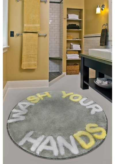 Wash Gri 90X90 Cm Banyo Paspası, Banyo Halısı