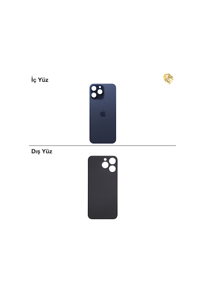 İphone Uyumlu15 Pro Max Mavi Renk Arka Kapak Arka Cam Batarya Kapağı Lazer Kesim Kapak Pil Kapağı Standart
