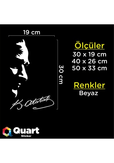 Kemal Atatürk Silüeti Ve Imza Oto Sticker Araba Sticker