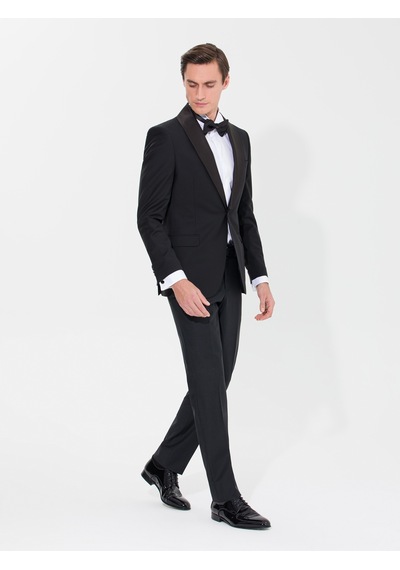 Cacharel Siyah Slim Fit Smokin Ceket