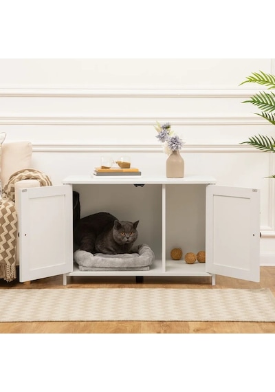 Ağaç Atölyesi – Cradle Ahşap Beyaz Kedi Evi