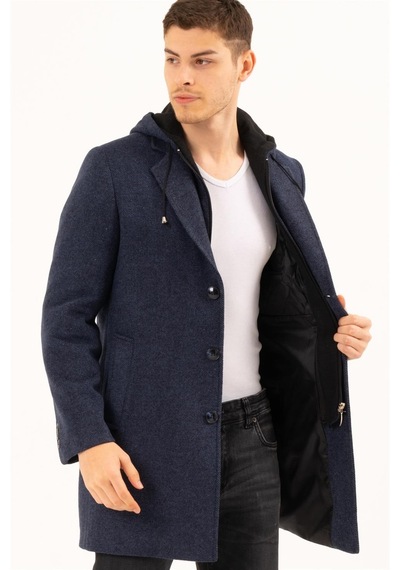Plt8376 Dewberry Erkek Palto-Desenli Lacivert-Desenli Lacivert