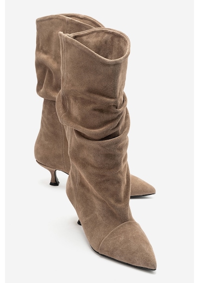 Luvi Shoes Petty Vizon Süet Hakiki Deri Kadın Körüklü Çizme