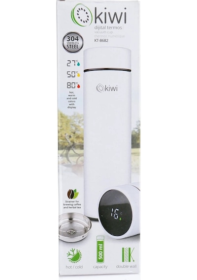 Kiwi KT-8682 Dijital Göstergeli Termos 500 ML Beyaz