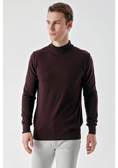 Morven Erkek Mor Basic Yarım Balıkçı Yaka Dynamic Fit Rahat Kesim Triko 25kc017002309 Mor