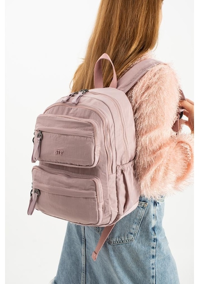 Baginn Kadın Sırt Çantası Ultra Hafif Poliamid Kumaş Su Geçirmez Çok Cepli Günlük Sırt Çantası 35 25 Cm Pembe