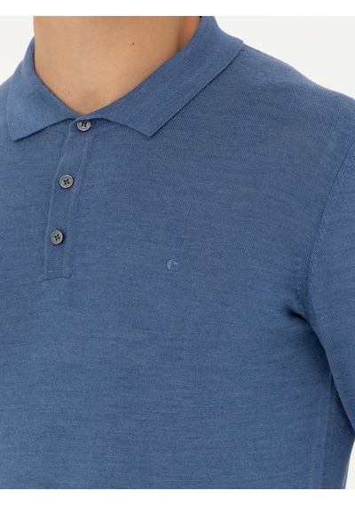 Cacharel Koyu Mavi Slim Fit Polo Yaka Basic Triko Kazak Cacharel Koyu Mavi Slim Fit Polo Yaka Basic Triko Kazak
