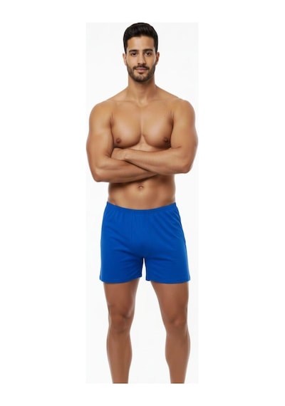 Enmodaiçgiyim 7 Adet Saks Mavi %100 Pamuk Rahat Kesim Erkek Paçalı Külot Boxer