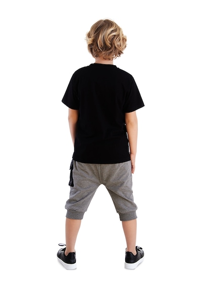 Bisiklet Erkek Çocuk Cep Detaylı Yazlık T-shirt Kapri Şort Takım