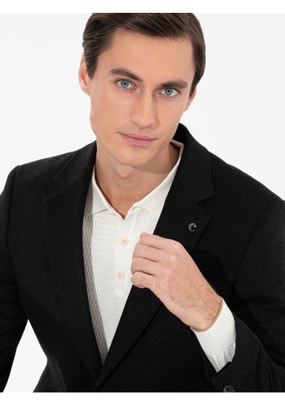 Cacharel Siyah Slim Fit Kaşmir Ceket